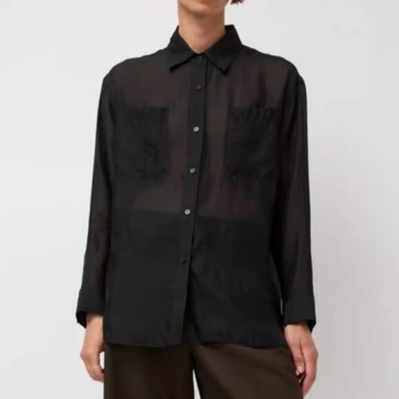 NEW No.6 Ilya Shirt - Black Noir Semi Sheer  Buttondown Retro - Picture 1 of 11